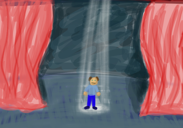 A person experiencing stage fright